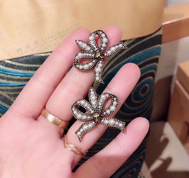 GUCCi飾品 古馳復古款耳環 Gucci蝴蝶結復古耳釘  zgbq1153